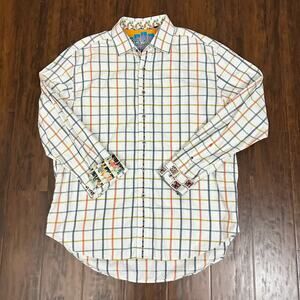 ROBERT GRAHAM Shirt Multicolor Plaid Flip Cuff Cotton Button Up Retro